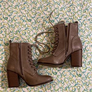 Brown heeled booties